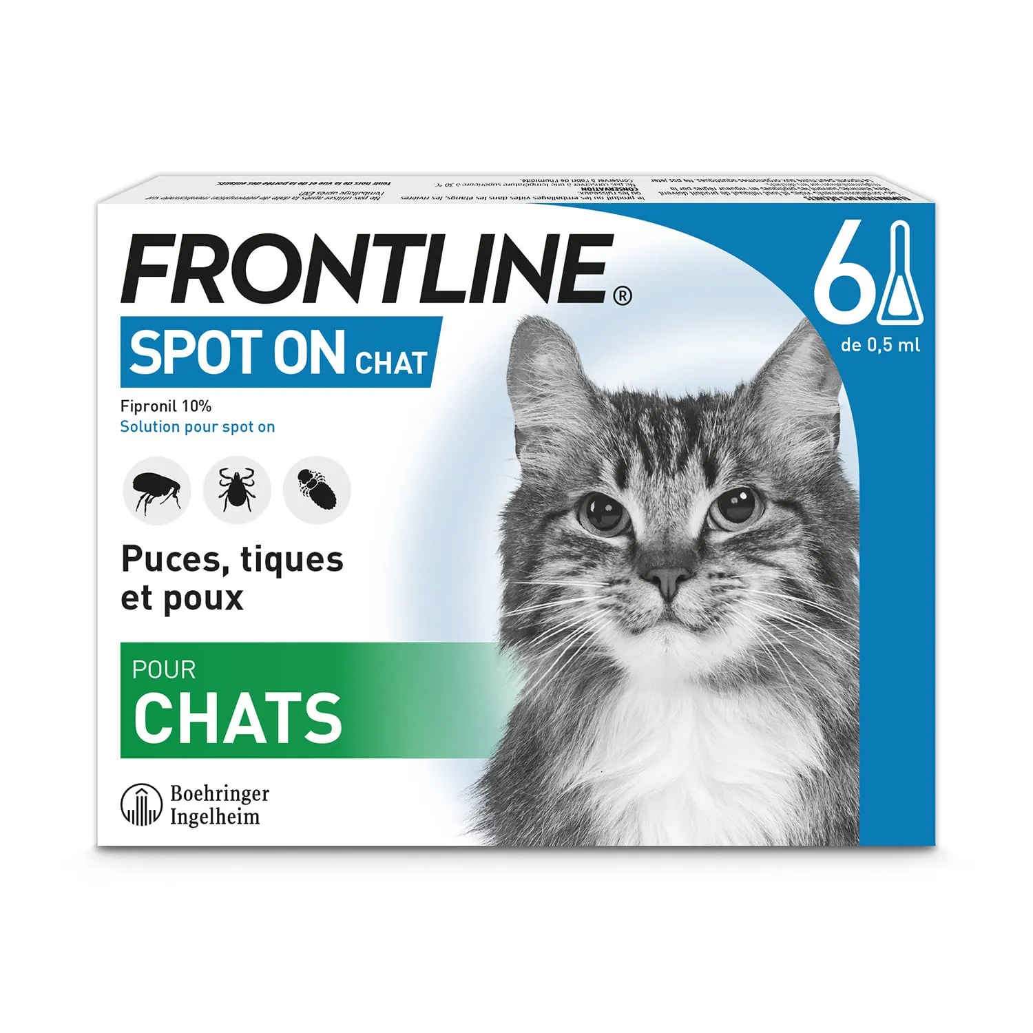 Frontline Spot-On Chat : 6 pipettes à prix imbattable