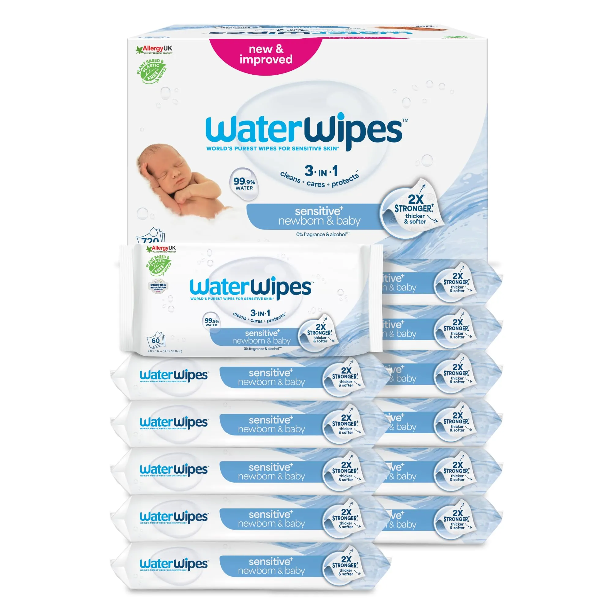 WaterWipes Sensitive+ : la douceur absolue pour la peau de bébé (lot de 12)
