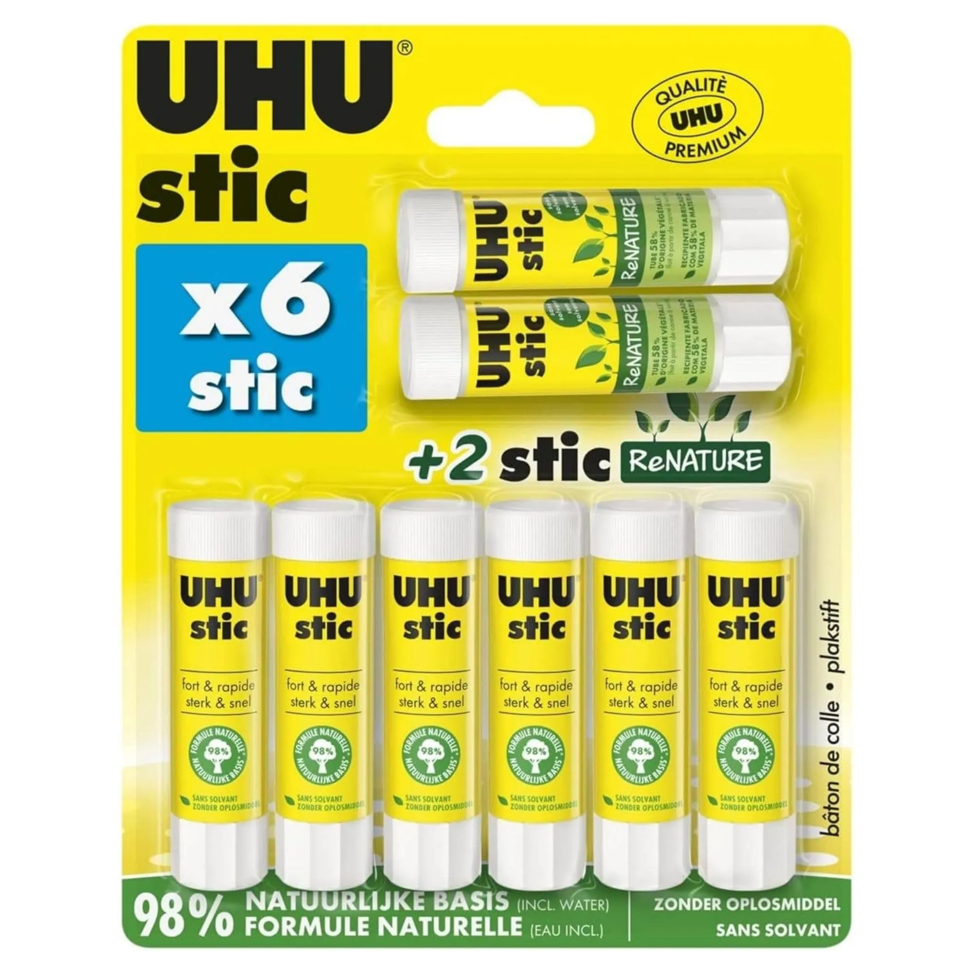 UHU Stic sans solvant : le pack malin de 8 sticks de colle blanche à 7,79 €
