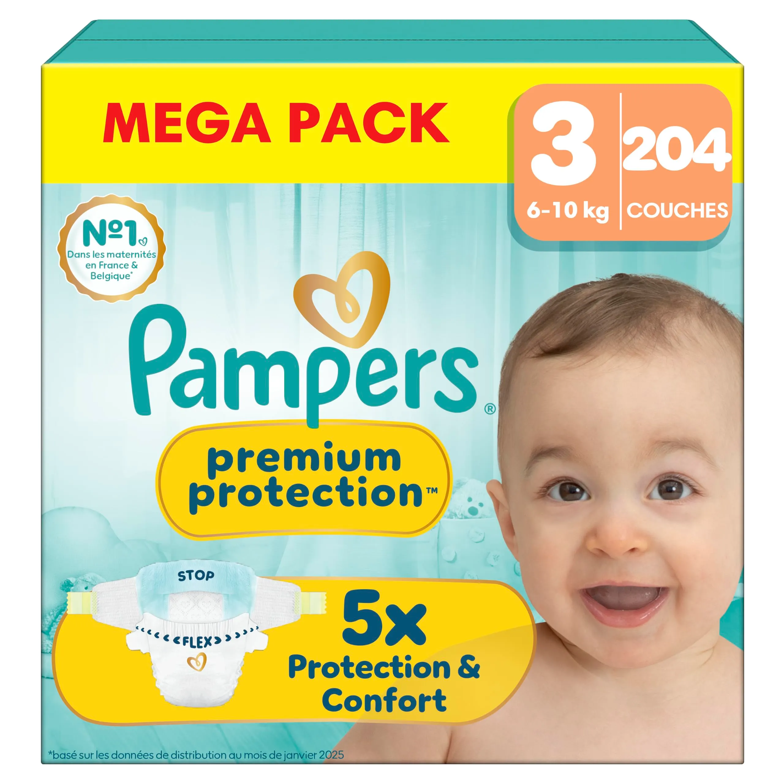 Pampers Premium Protection Taille 3 : le pack d'un mois à 68 EUR