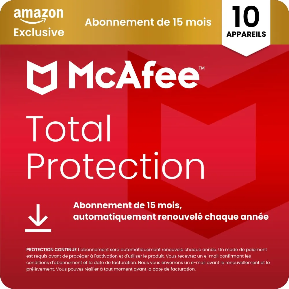 McAfee Total Protection 2026 : 15 mois de sécurité ultime pour 10 appareils à 18,99 €