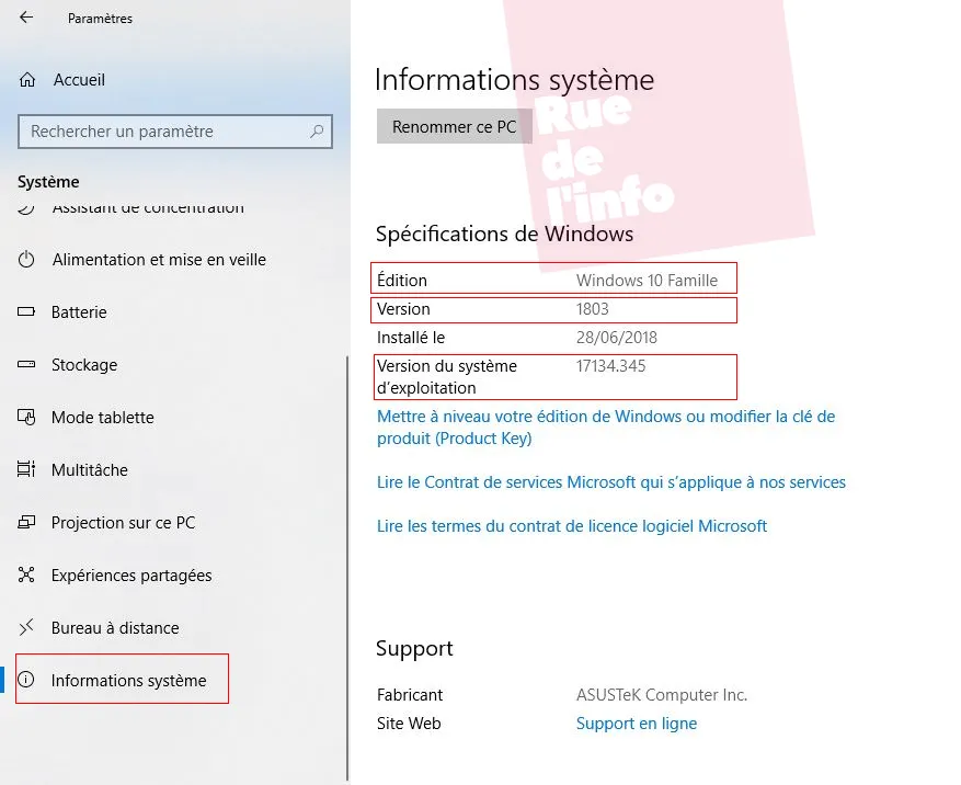 Informations système – Rue de l’info