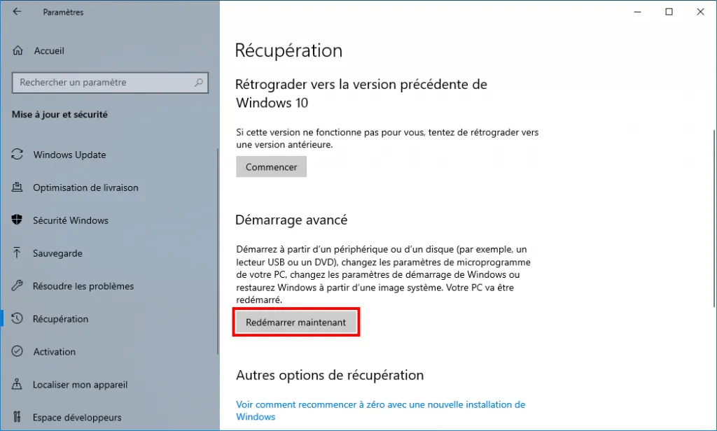 Démarrer en mode en échec – Windows 10 – Rue de l’info
