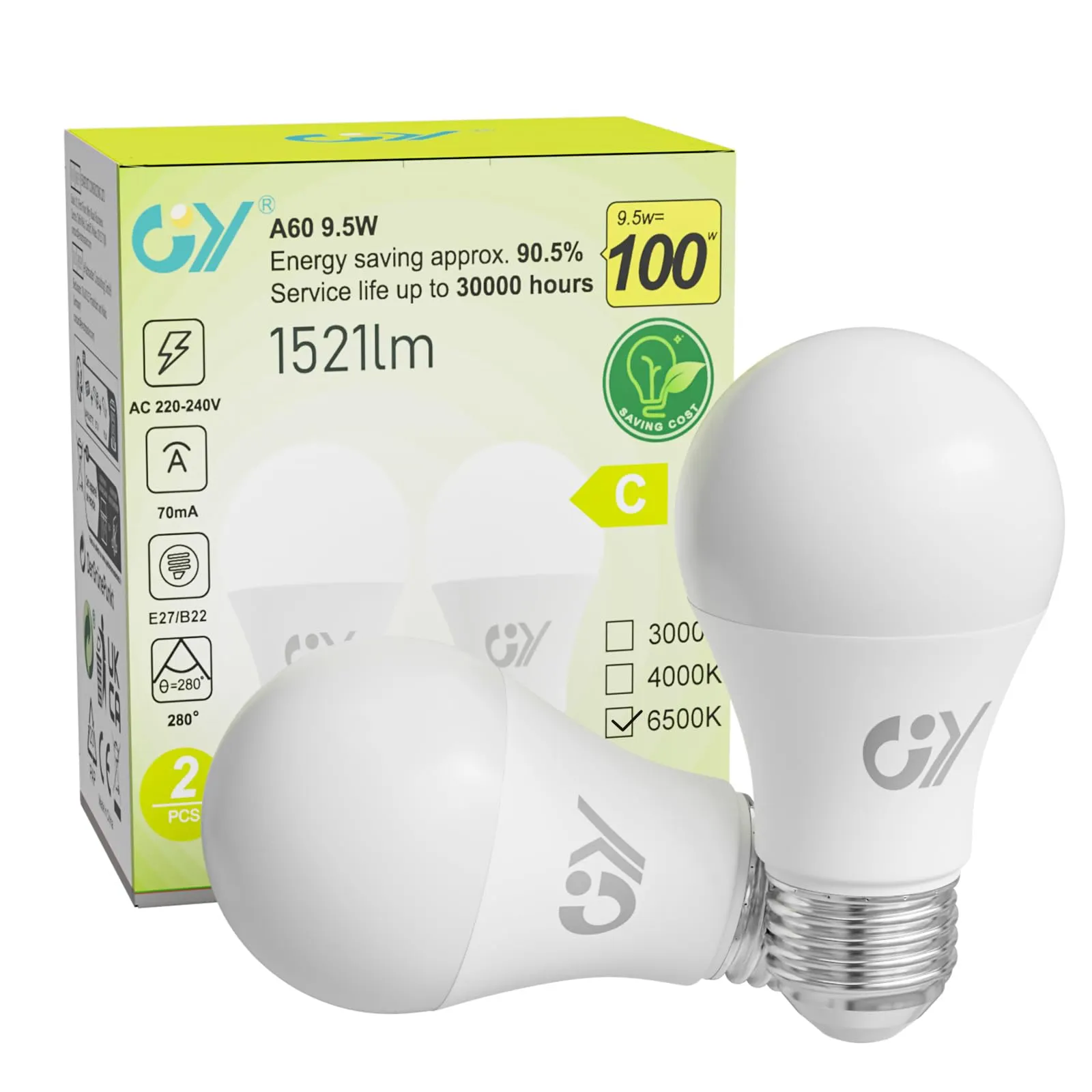 Ampoule LED GY E27 9.5W : 1521 lumens en blanc froid pour 11,98 € seulement