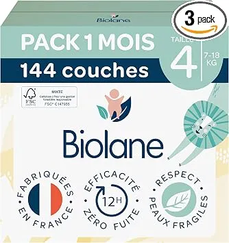 Biolane Baby Nappies Taille 4 : le pack d’un mois à prix malin