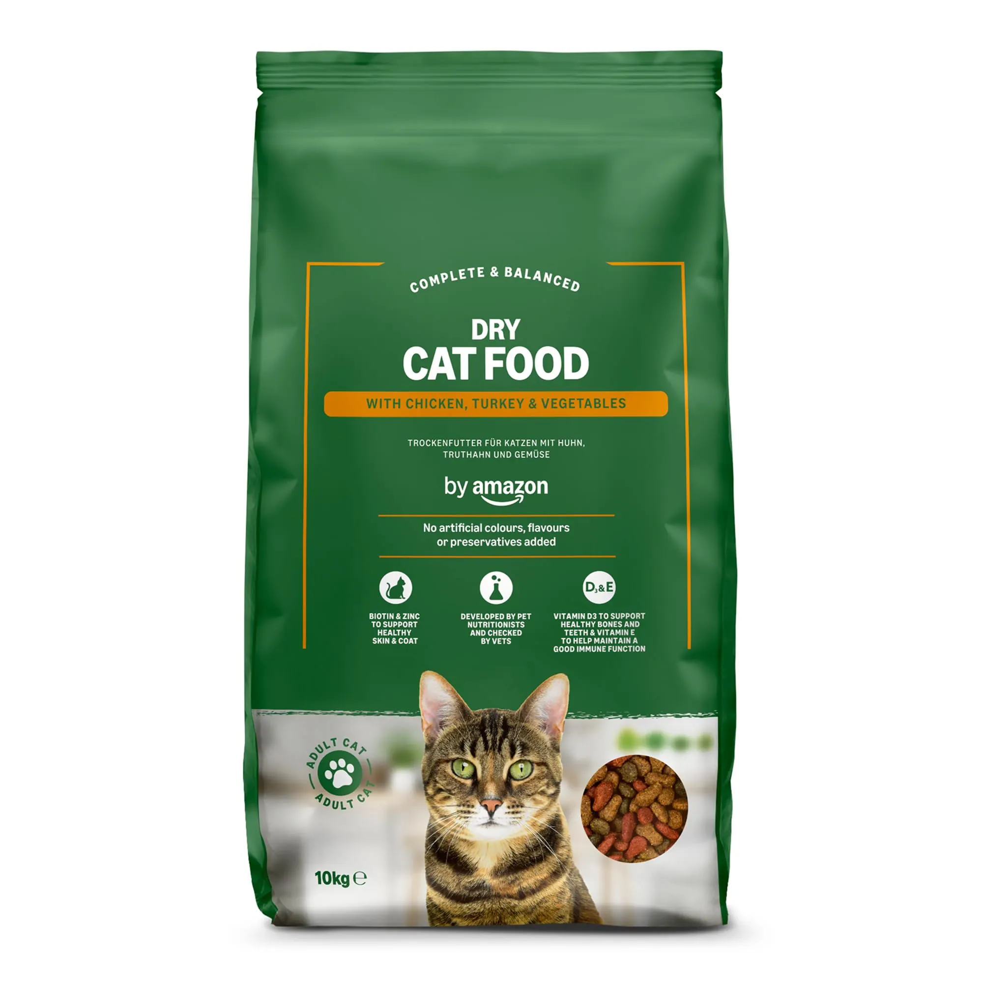 Croquettes pour chat adulte au poulet, dinde et légumes : 10 kg à prix imbattable