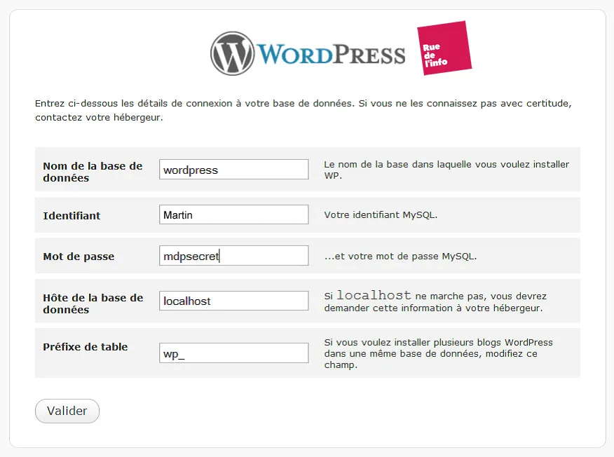 Installtion wordpress sur serveur – Rue de l’info