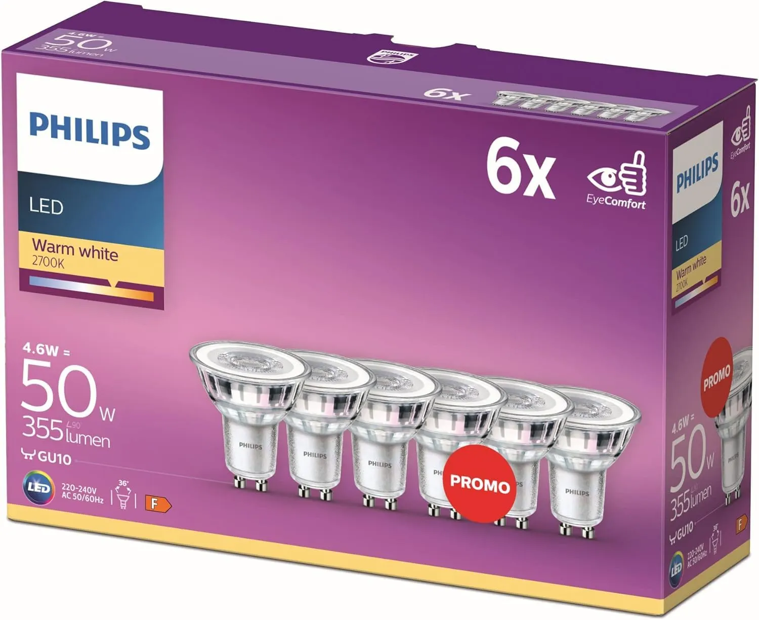 Philips LED Classic 50W GU10 : le pack de 6 ampoules à prix imbattable