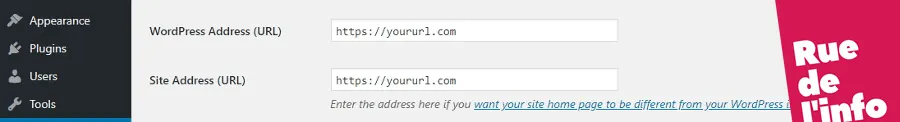 configurer url – Rue de l’info